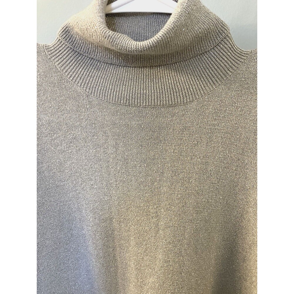 The Icing Relaxed Fit Stretch Silver Metallic Turtleneck Top Size Medium - Picture 2 of 7